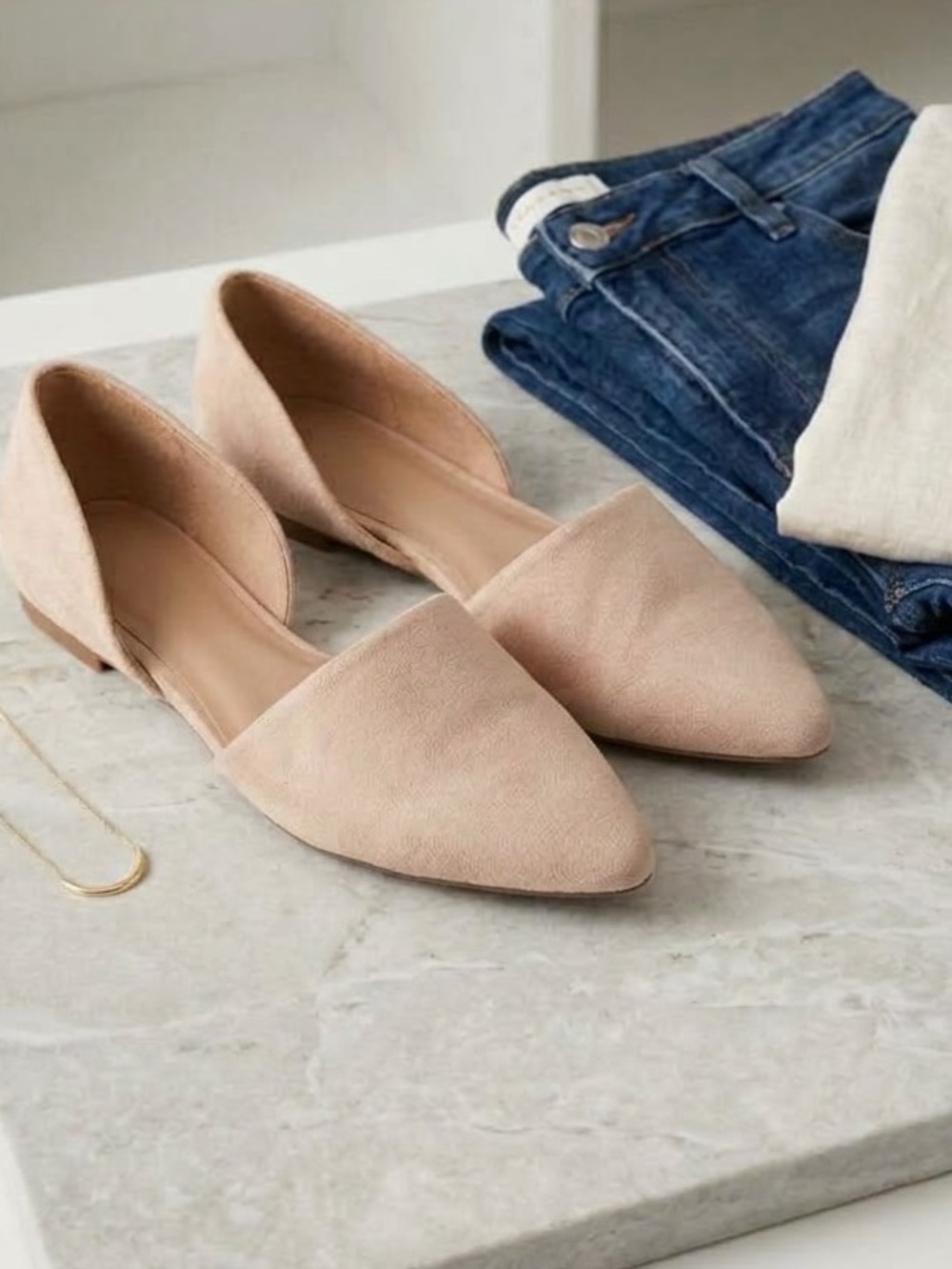 A New Day d’Orsay faux microsuede flats Nude size 7